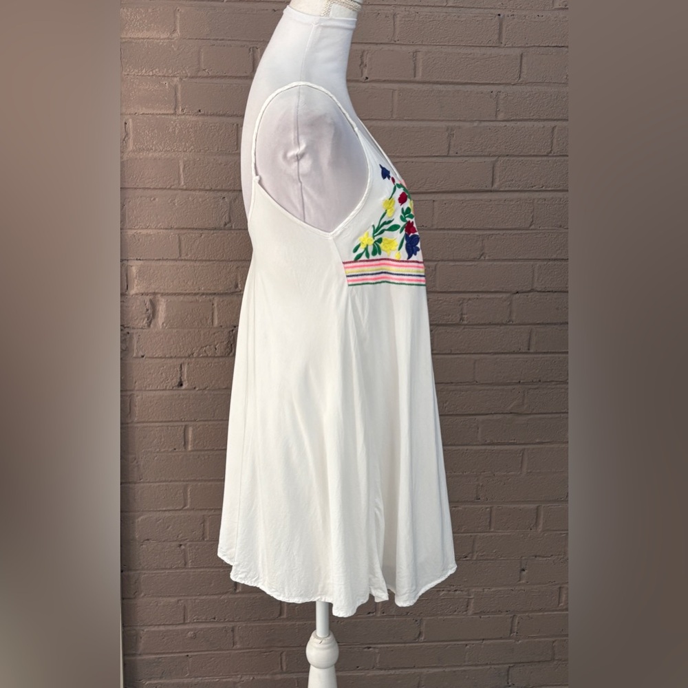 A.Peach white embroidered mini dress / tunic S - Picture 5 of 11
